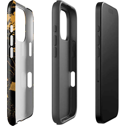 Black and Gold Scattered Marble iPhone 16 Pro Impact Case